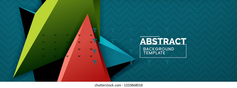 Abstract background, colorful minimal abstract triangle composition. Vector illustration, modern 3d triangular poster