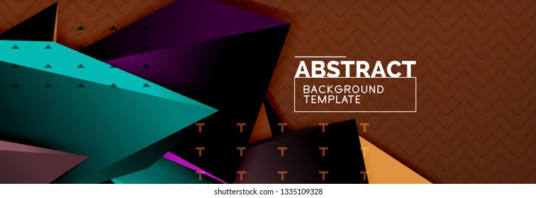 Fondo abstracto, composición de triángulo abstracto colorida mínima. Ilustración vectorial, moderno afiche triangular 3d
