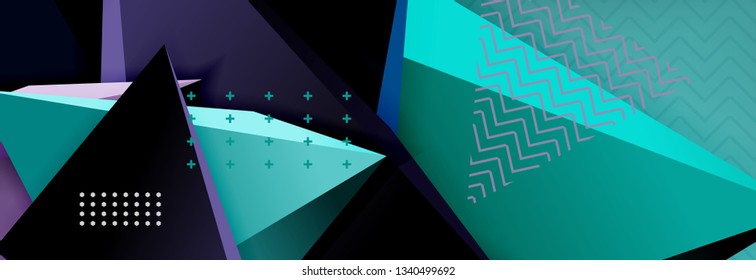 Abstrakter Hintergrund, bunter minimaler abstrakter Dreieck-Komposition. Vektorgrafik, modernes 3D-Dreieckspender