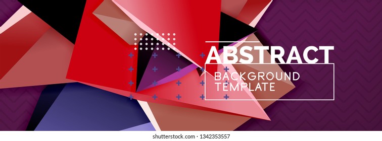 Abstract background, colorful minimal abstract triangle composition. Vector illustration, modern 3d triangular poster