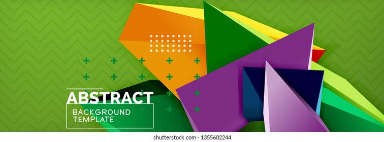 Abstract background, colorful minimal abstract triangle composition. Vector illustration, modern 3d triangular poster