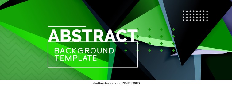 Abstract background, colorful minimal abstract triangle composition. Vector illustration, modern 3d triangular poster