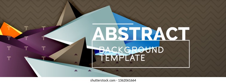 Abstract background, colorful minimal abstract triangle composition. Vector illustration, modern 3d triangular poster