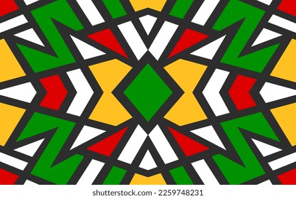 Abstract background with colorful mosaic tile pattern and with Rastafari color theme. Colorful abstract mosaic tile