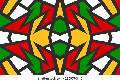 Abstract background with colorful mosaic tile pattern and with Rastafari color theme. Colorful abstract mosaic tile
