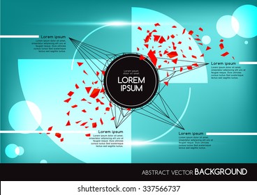 abstract background with colorful network and geometric shapes. Vector design layout for business presentations, flyers, posters. Scientific future technology background. Geometry polygon.