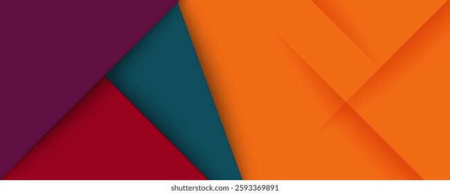 Abstract background colorful orange, red, green, and purple square overlap background. 3D look with shadow pattern shapes.