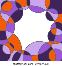 Fondo abstracto con patrones de círculos coloridos y solapados y con un área de copia
