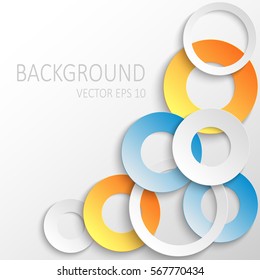 Abstract background with colorful paper circles. Vector Illustration.