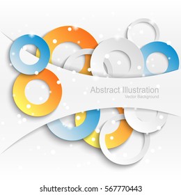 Abstract background with colorful paper circles. Vector Illustration.