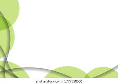Abstract background with colorful paper cut shapes. Design for poster, banner, card. White and green abstract round illustration. 3D paper images with a subtle blend of bright colors. Copy space.