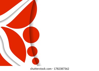 Abstract background with colorful paper cut shapes. Design for poster, banner, card. White and red abstract round illustration. 3D paper images with a subtle blend of bright colors. Copy space.