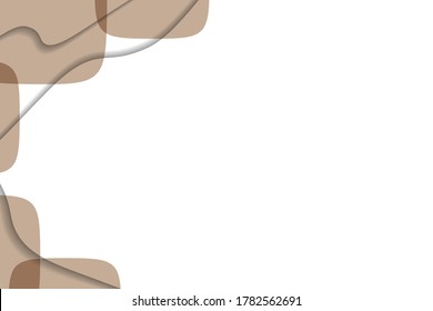 Abstract background with colorful paper cut shapes. Design for poster, banner, card. White and brown abstract round illustration. 3D paper images with a subtle blend of bright colors. Copy space.