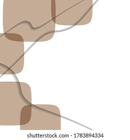 Fondo abstracto con formas de corte de papel coloridas. Diseño para afiches, pancartas, tarjetas. Ilustración redonda abstracta blanca y marrón. Imágenes en papel 3D con una sutil mezcla de colores brillantes. Copiar espacio.