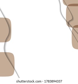 Abstract background with colorful paper cut shapes. Design for poster, banner, card. White and brown abstract round illustration. 3D paper images with a subtle blend of bright colors. Copy space.