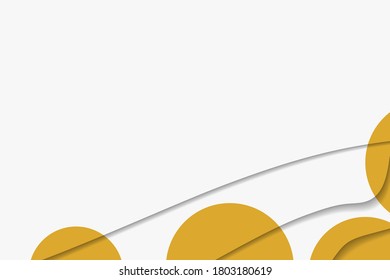 Abstract background with colorful paper cut shapes. Design for poster, banner, card. White and yellow abstract round illustration. 3D paper images with a subtle blend of bright colors. Copy space.