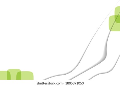 Abstract background with colorful paper cut shapes. Design for poster, banner, card. White and green abstract round illustration. 3D paper images with a subtle blend of bright colors. Copy space.