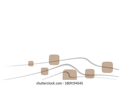 Abstract background with colorful paper cut shapes. Design for poster, banner, card. White and brown abstract round illustration. 3D paper images with a subtle blend of bright colors. Copy space.