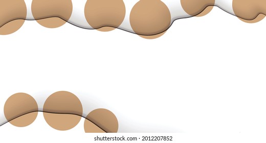 Abstract background with colorful paper cut shapes. Design for poster, banner, card. White and brown abstract round illustration. 3D paper images with a subtle blend of bright colors. Copy space.