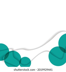 Abstract background with colorful paper cut shapes. Design for poster, banner, card. White and green abstract round illustration. 3D paper images with a subtle blend of bright colors. Copy space.