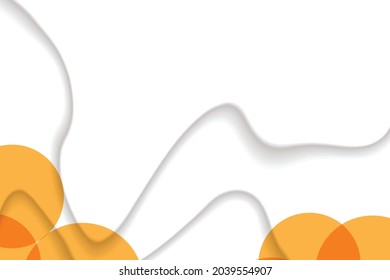 Abstract background with colorful paper cut shapes. Design for poster, banner, card. White and orange abstract round illustration. 3D paper images with a subtle blend of bright colors. Copy space.