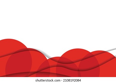 Abstract background with colorful paper cut shapes. Design for poster, banner, card. White and red abstract round illustration. 3D paper images with a subtle blend of bright colors. Copy space.