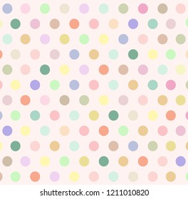 Abstract background with colorful pastel polka dot on beige wallpaper. Vector art pattern with copy space in minimal style and cute concept look so sweet for love theme on Valentine and all design.