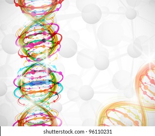 Abstract background with a colorful picture of the DNA molecule. Eps 10