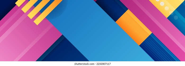 Resumen de fondo colorido diseño de pancarta de polígono. Banner web de tecnología colorido con fondo de formas geométricas y colores degradados. Fondo de presentación de patrones de diseño gráfico vectorial