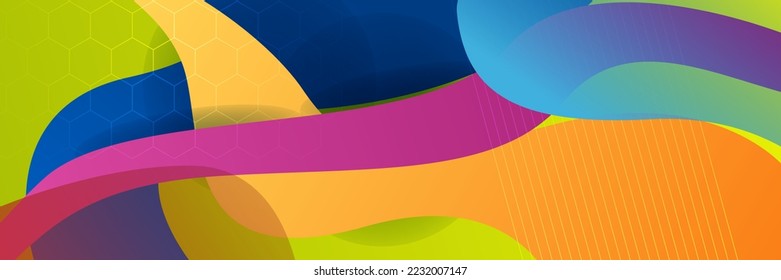 Abstract background colorful polygon banner design template. Colorful tech web banner with geometric shapes backdrop and gradient colors. Vector graphic design banner pattern presentation background