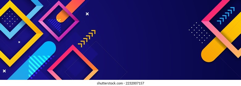 Abstract background colorful polygon banner design template. Colorful tech web banner with geometric shapes backdrop and gradient colors. Vector graphic design banner pattern presentation background