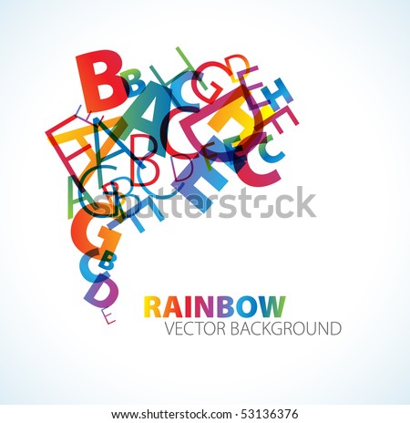 Abstract background with colorful rainbow letters