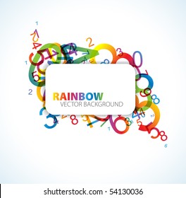 Abstract background with colorful rainbow numbers and place for your text