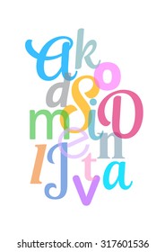 Abstract background with colorful rainbow transparent letters