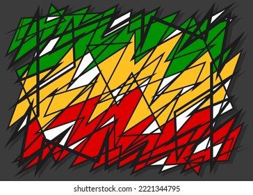 Abstract background with colorful random triangle pattern and irregular line and with Jamaican color theme