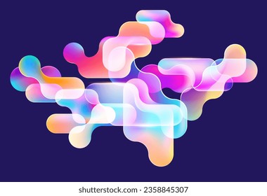 Abstract background of colorful round and wavy shapes. Geometric iridescent design.