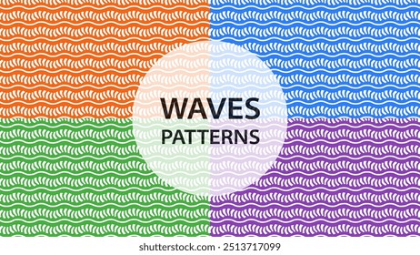 Abstract background in colorful set with wavy lines pattern