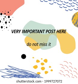 Abstract background with colorful shapes, dots and spots.  Text template. Applicable for notebooks, planners, brochures, books, catalogs, flyers, cards, social media posts, etc.