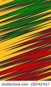 Abstract background with colorful slash line pattern and with Jamaican color theme