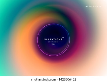 Abstract background with colorful smooth flow of colors. Beautiful blurred backdrop with amazing fluid gradient. Liquid design in trendy colors with gradual blend between shades. Vector illustration