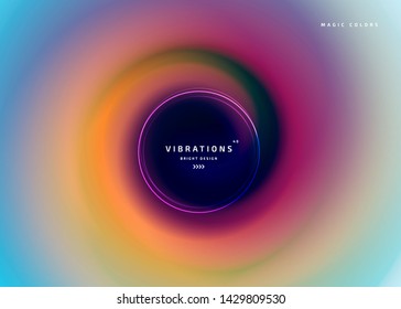 Abstract background with colorful smooth flow of colors. Beautiful blurred backdrop with amazing fluid gradient. Liquid design in trendy colors with gradual blend between shades. Vector illustration