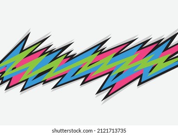 Abstract background with colorful spikes and jagged zigzag line pattern and some copy space area