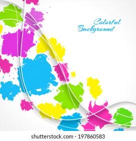 Abstract background with colorful splash and geometric elements