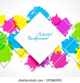 Abstract background with colorful splash and geometric elements