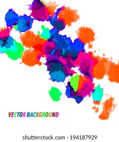 Abstract background with colorful  splashes. Acrylic illustration, vector format.