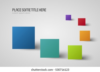 abstract background with colorful square banners and shadows, design template