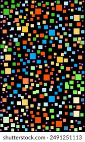 Abstract background with colorful square dot motif on black