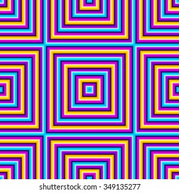 Abstract  background with colorful squares (motion illusion). Seamless pattern.