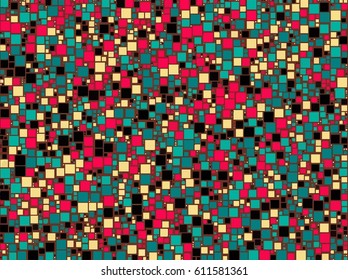 Abstract background. Colorful squares. Pixels. Red, green