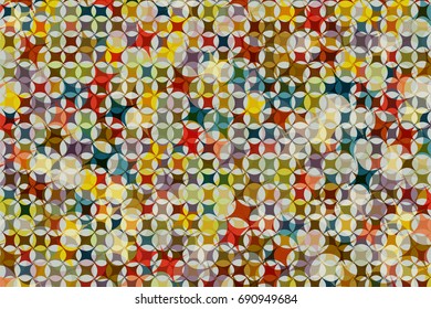 Abstract background of colorful star shape cross and blend together.